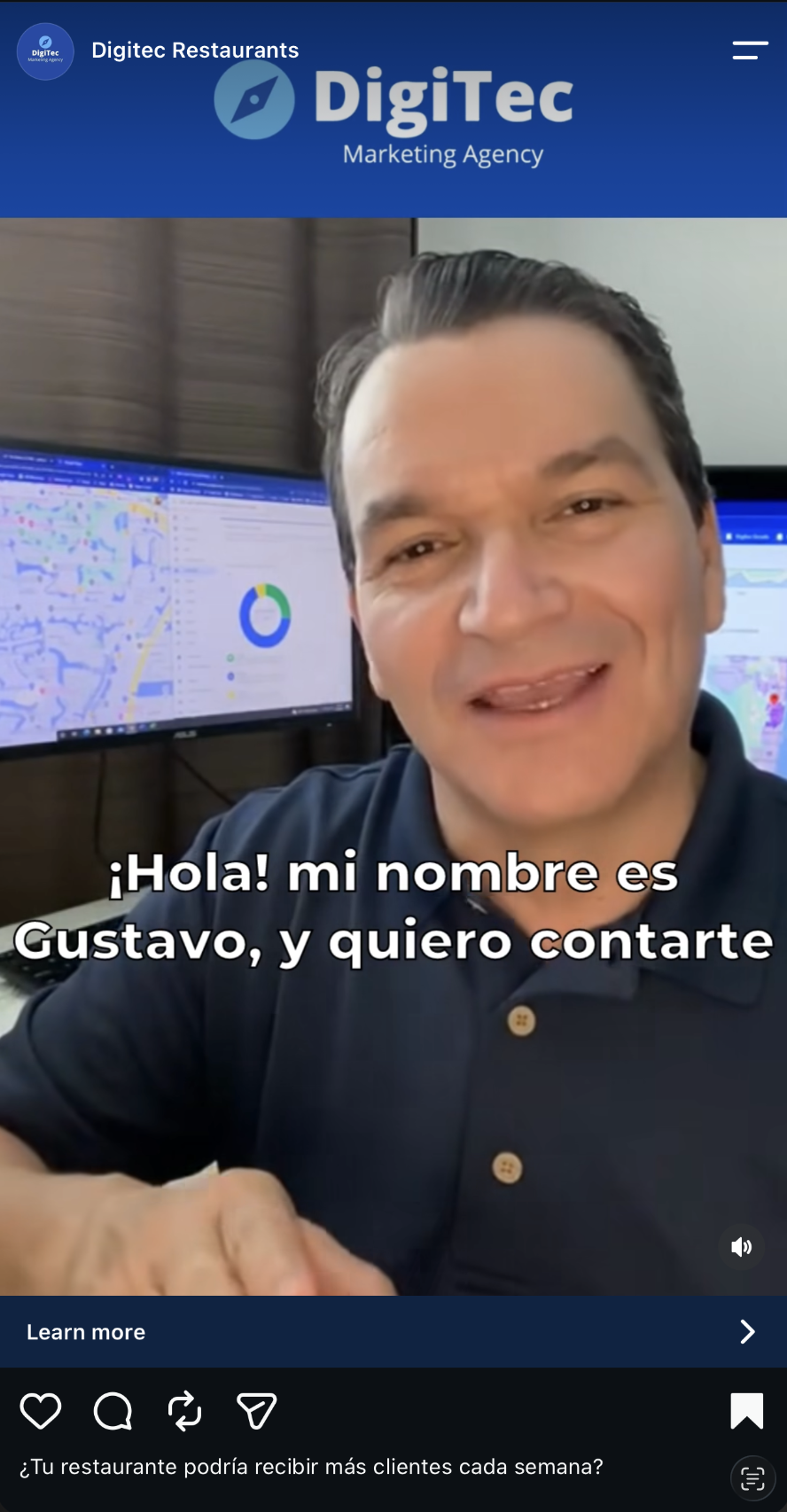 Gustavo Villeda's own paid Instagram ad for Digitec Marketing Agency